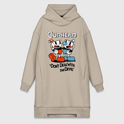 Женское худи-платье Cuphead, Dont deal with devil, цвет: миндальный