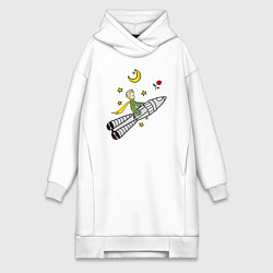 Женская толстовка-платье Маленький принц на ракете