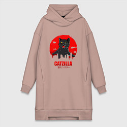 Женское худи-платье КОТЗИЛЛА CATZILLA, цвет: пыльно-розовый