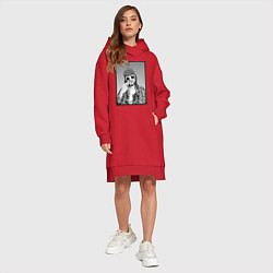 Женское худи-платье Курт Кобейн Nirvana ЧБ, цвет: красный — фото 2