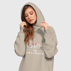 Женское худи-платье Шахматы, цвет: миндальный — фото 2