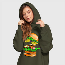Женское худи-платье King Burger, цвет: хаки — фото 2