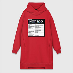 Женское худи-платье BTS DYNAMITE BILLBOARD HOT-100, цвет: красный