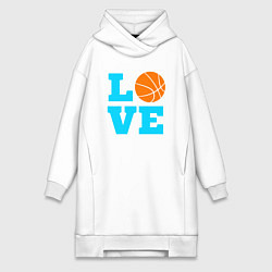Женское худи-платье Love basketball, цвет: белый