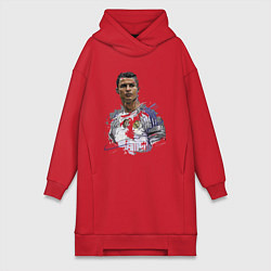 Женское худи-платье Cristiano Ronaldo Manchester United Portugal, цвет: красный