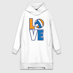 Женское худи-платье Love Volleyball, цвет: белый