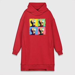 Женское худи-платье Коллаж Художника Andy Warhol, цвет: красный