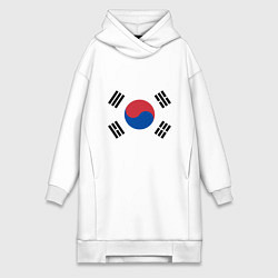 Женское худи-платье Корея Корейский флаг, цвет: белый
