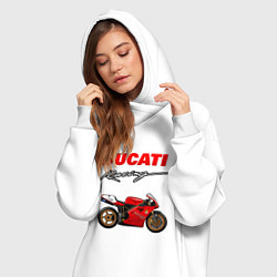 Женское худи-платье DUCATI ДУКАТИ MOTOSPORT, цвет: белый — фото 2