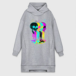 Женская толстовка-платье 4 ЧЕРЕПА SKULLS NEON