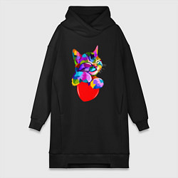 Женская толстовка-платье РАДУЖНЫЙ КОТИК RAINBOW KITTY