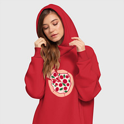 Женское худи-платье Пицца и ломтик, цвет: красный — фото 2