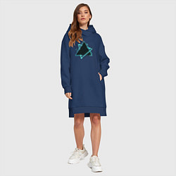 Женское худи-платье Треугольник неон, цвет: тёмно-синий — фото 2
