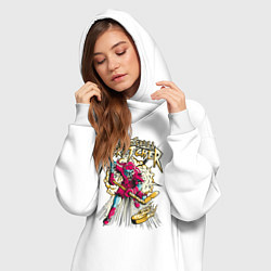 Женское худи-платье Скелетон хоккеист, цвет: белый — фото 2