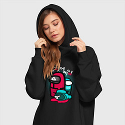 Женское худи-платье Игра в кальмара: Among Us, цвет: черный — фото 2