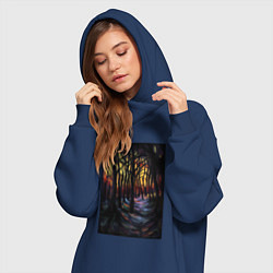 Женское худи-платье Деревья в ночи, цвет: тёмно-синий — фото 2