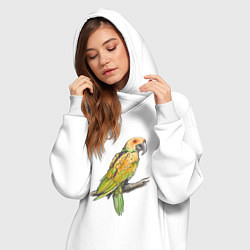 Женское худи-платье Любимый попугай, цвет: белый — фото 2