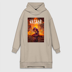 Женская толстовка-платье Джинкс объятая пламенем Аркейн Лига легенд
