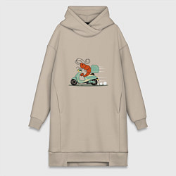 Женское худи-платье Креветка на мопеде, цвет: миндальный