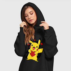 Женское худи-платье ПИКАЧУ И СЕРДЕЧКО POKENON PIKACHU LOVE, цвет: черный — фото 2