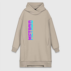 Женское худи-платье Neon Logo Metroid Dread, цвет: миндальный