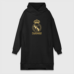 Женское худи-платье Real Madrid gold logo, цвет: черный