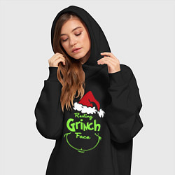 Женское худи-платье Resting Grinch Face, цвет: черный — фото 2