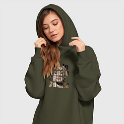 Женское худи-платье Буквы Adele, цвет: хаки — фото 2