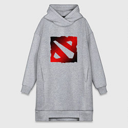 Женская толстовка-платье ЧЁРНО КРАСНОЕ ЛОГО ДОТА 2 DOTA 2 LOGO