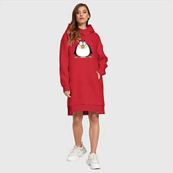 Женское худи-платье Глазастый пингвин, цвет: красный — фото 2