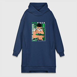 Женское худи-платье Ван-Пис One Piece, Зоро Ророноа Zoro Roronoa с над, цвет: тёмно-синий