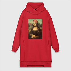 Женское худи-платье Dont Worry Be Happy Мона Лиза, цвет: красный