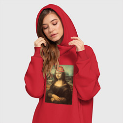 Женское худи-платье Dont Worry Be Happy Мона Лиза, цвет: красный — фото 2
