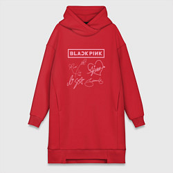 Женское худи-платье BLACKPINK АВТОГРАФЫ БЛЭКПИНК, цвет: красный