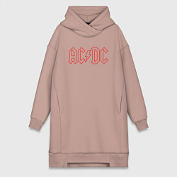Женское худи-платье ACDC - Logo, цвет: пыльно-розовый