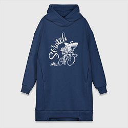 Женское худи-платье Scratch - трековые велогонки, цвет: тёмно-синий