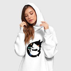 Женское худи-платье Обнимашки волк и кошка, цвет: белый — фото 2