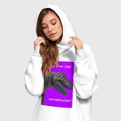 Женское худи-платье Суровый динозавр, цвет: белый — фото 2