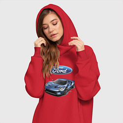Женское худи-платье Ford - legendary racing team!, цвет: красный — фото 2