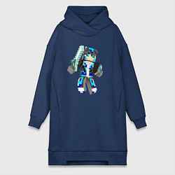 Женское худи-платье Minecraft Warrior!, цвет: тёмно-синий
