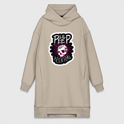 Женское худи-платье Lil Peep Череп RIP Лил Пип, цвет: миндальный
