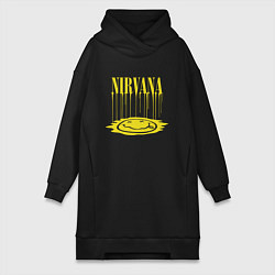 Женское худи-платье Nirvana Логотип Нирвана, цвет: черный