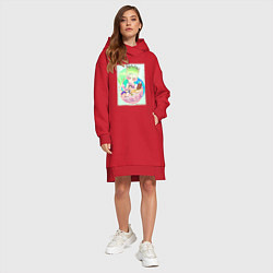 Женское худи-платье Сэнку и рамэн, цвет: красный — фото 2