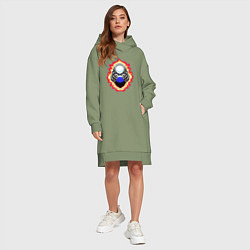 Женское худи-платье Космонавт над планетой, цвет: авокадо — фото 2
