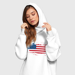 Женское худи-платье Американский флаг Stars, цвет: белый — фото 2