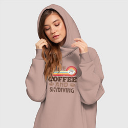 Женское худи-платье Я люблю кофе и прыжки с парашутом, цвет: пыльно-розовый — фото 2