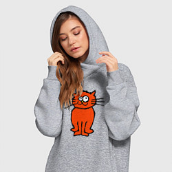 Женское худи-платье Забаный красный кот, цвет: меланж — фото 2
