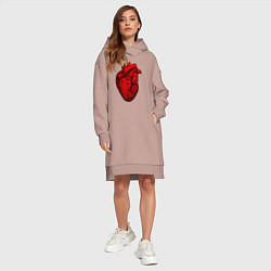 Женское худи-платье Сердце анатомическое, цвет: пыльно-розовый — фото 2
