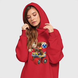 Женское худи-платье Donkey Kong Super Mario Nintendo, цвет: красный — фото 2