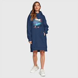 Женское худи-платье Бег и Горные Трейлы, цвет: тёмно-синий — фото 2